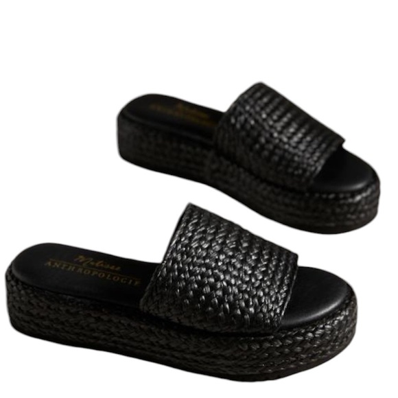 Anthropologie Matisse Montego Black Platform Slides Size 6 - Picture 3 of 8